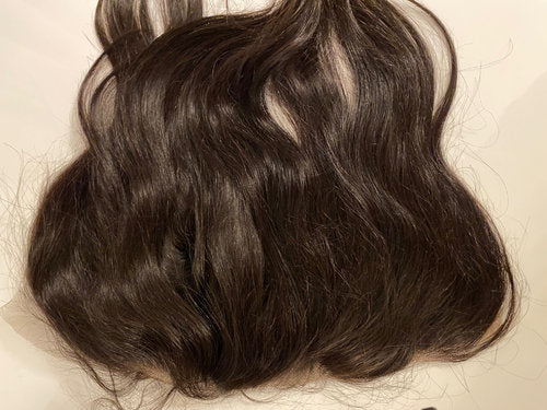 Lace-Frontal Lace - Top Hairpiece 33cm x 15cm Human Hair - Black - 30cm